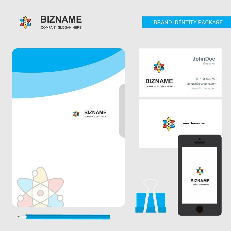 Nuclear Business Logo File Cover Visiting Card and Mobile App Design Vector Illustration