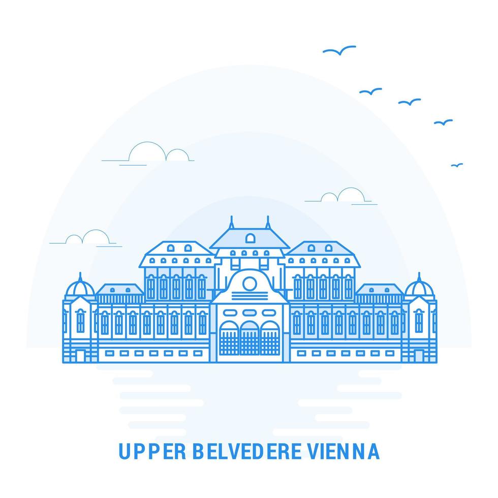 UPPER BELVEDERE VIENNA Blue Landmark Creative background and Poster Template vector