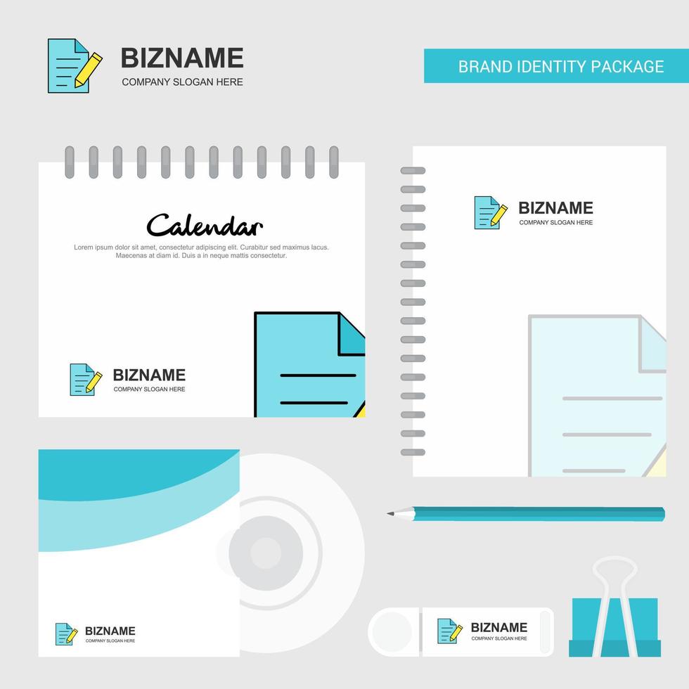 Write document Logo Calendar Template CD Cover Diary and USB Brand Stationary Package Design Vector Template