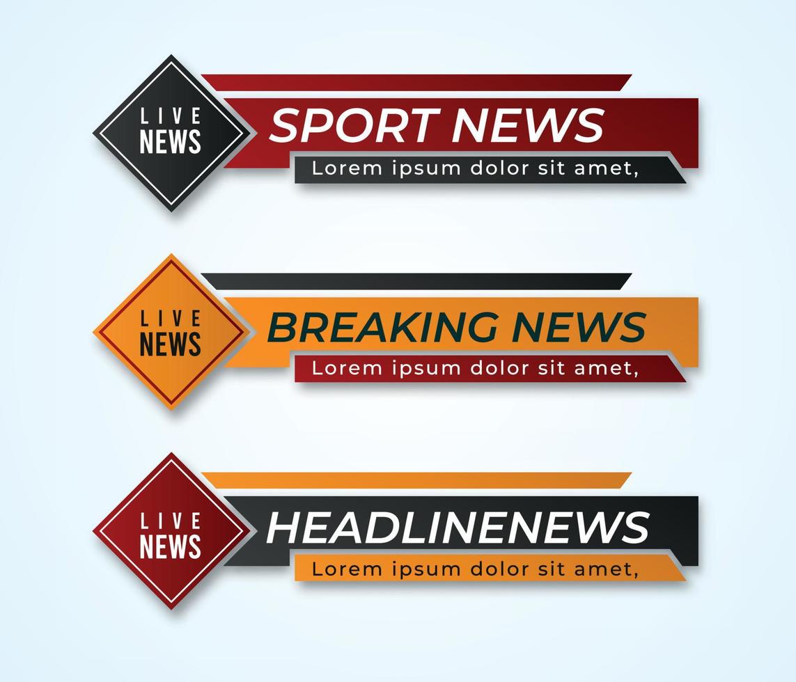 tv news bar. bar newspaper. bar social media. Television broadcast media title banner. Vector shape