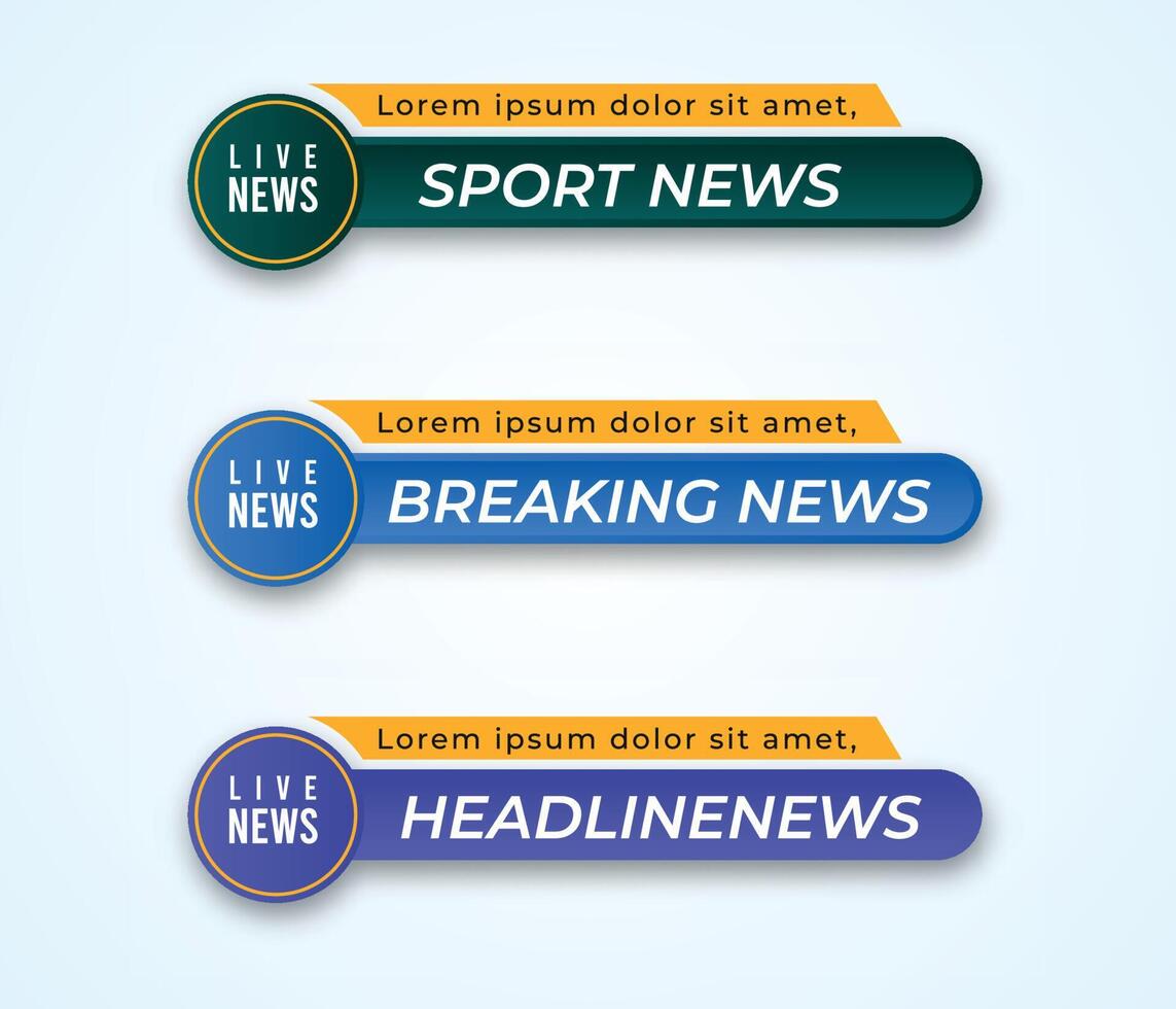 tv news bar. bar newspaper. bar social media. Television broadcast media title banner. Vector shape