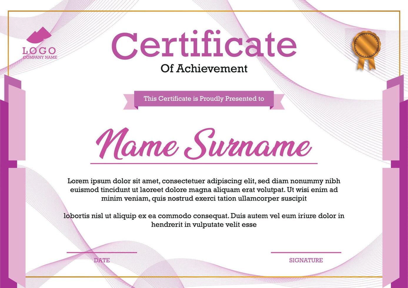 print-ready A4 size certificate template vector