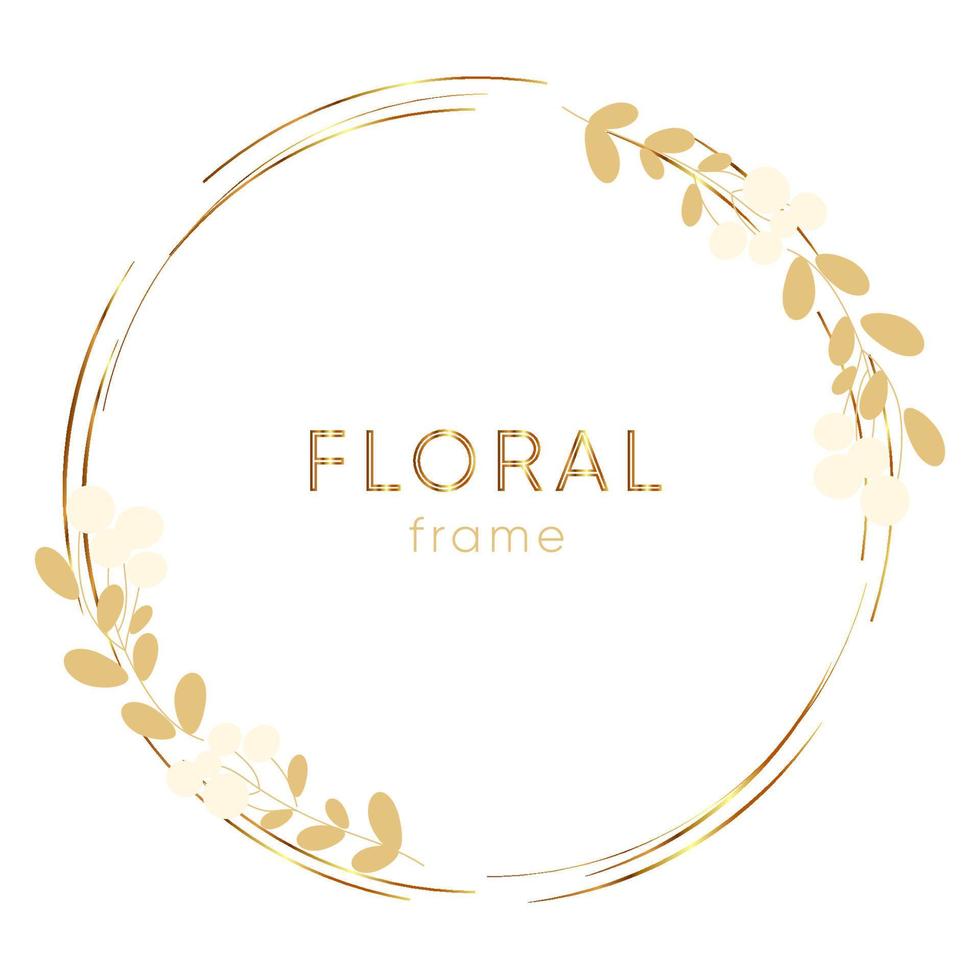 Gold floral frame background vector