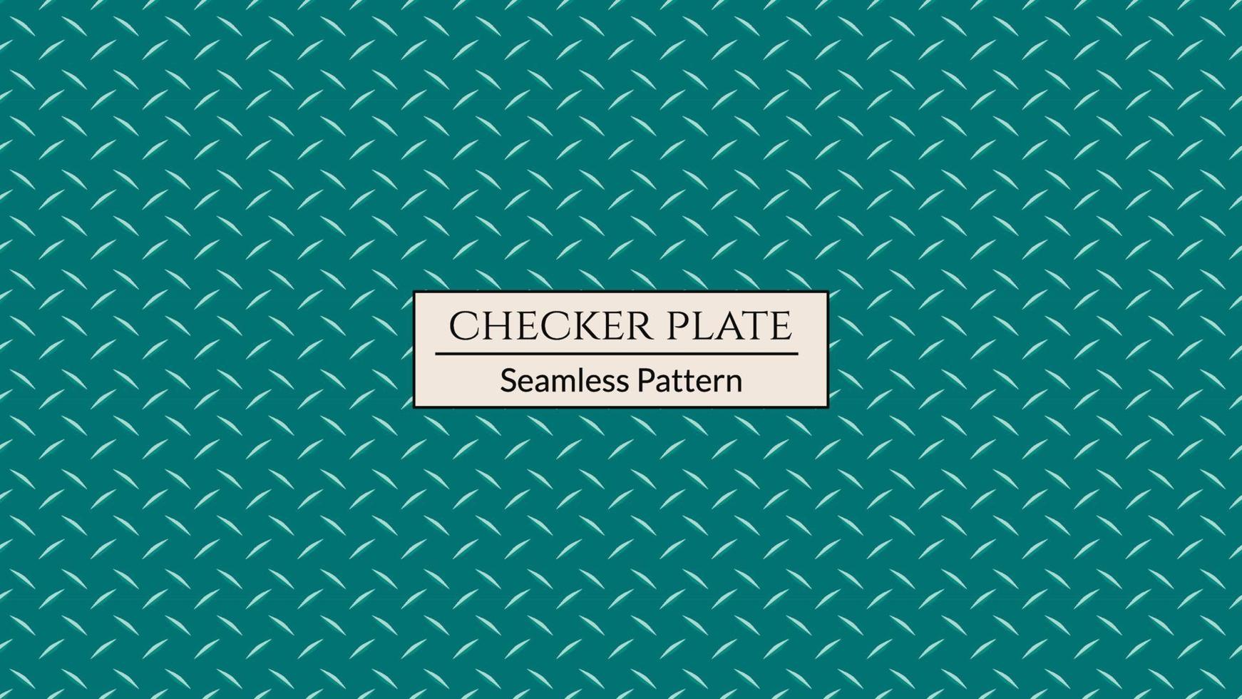 Green checker plate pattern, Steel diamond plate, Metal flooring seamless pattern. Vector illustration.