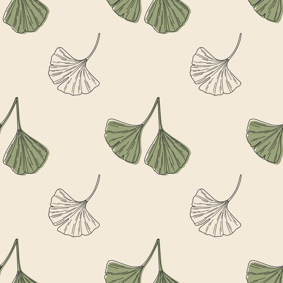 Ginkgo biloba leaves seamless pattern vector
