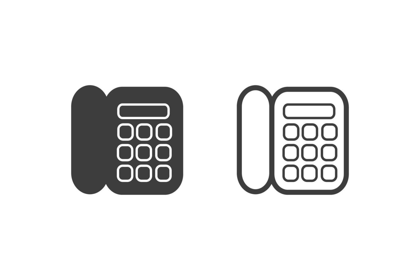 Telephone icon vector illustration glyph style design with 2 style icons black and white. Isolated on white background.