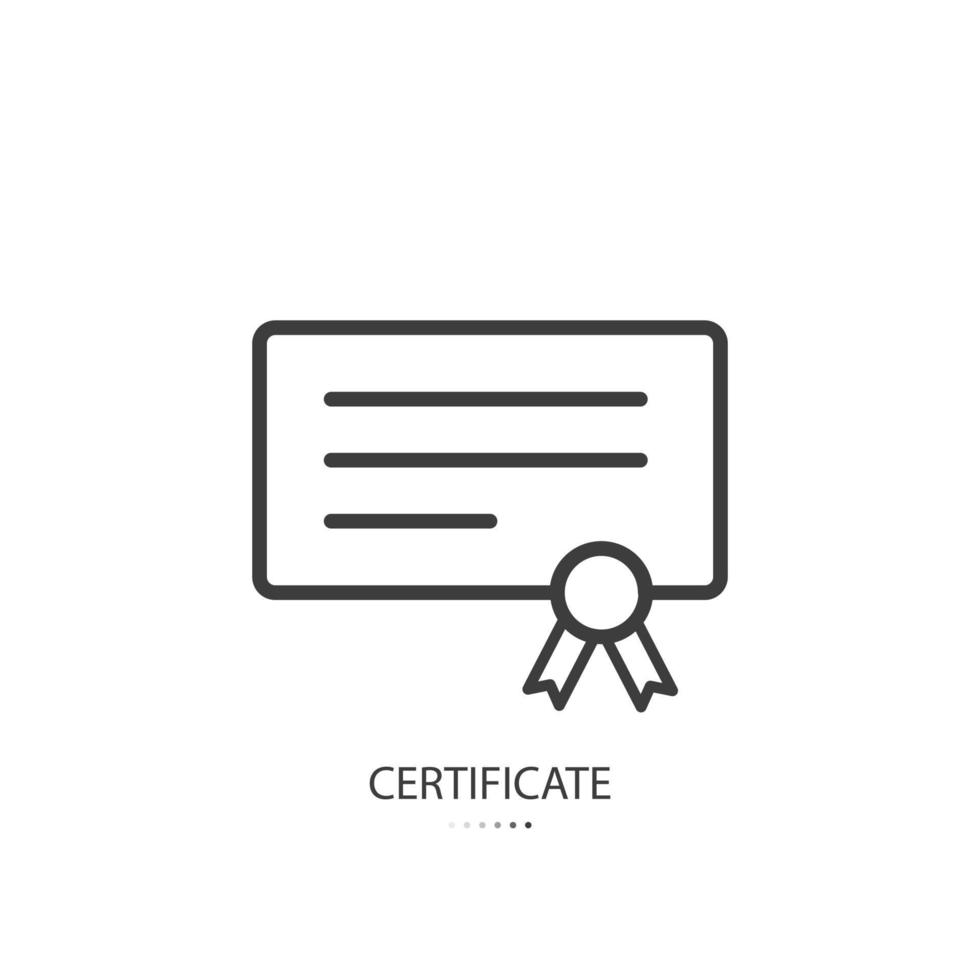 Black line icon of certificate isolated on white background. Vector ...