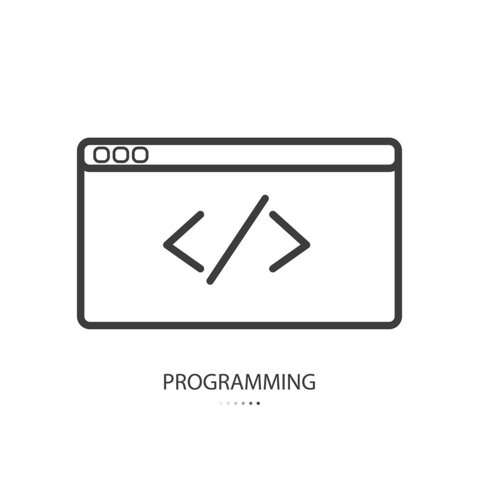 Symbol programming icons black line isolated on white background. Vector illustration.
