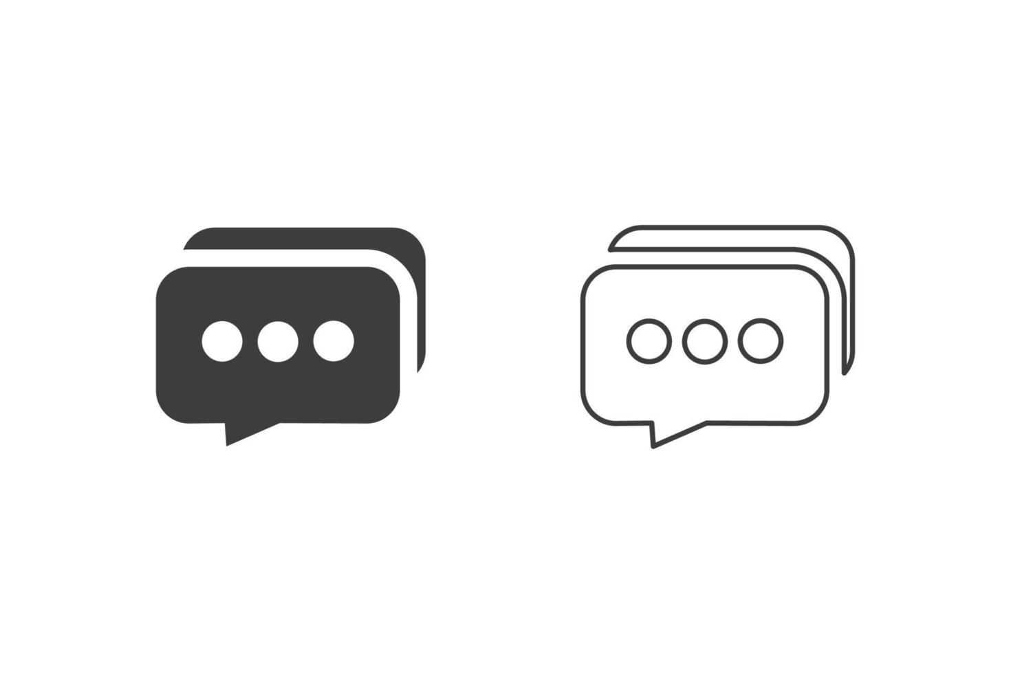 iconos de chat diseño plano o iconos de chat. 2 estilos de iconos de chat aislados en fondo blanco. vector
