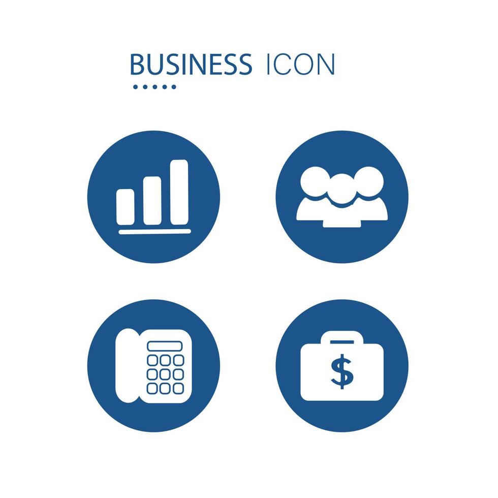 Symbol of Profit financial, Worker, Money luggage and Telephone icons. Icons on blue circle shape isolated on white background. Business and finance vector illustration.