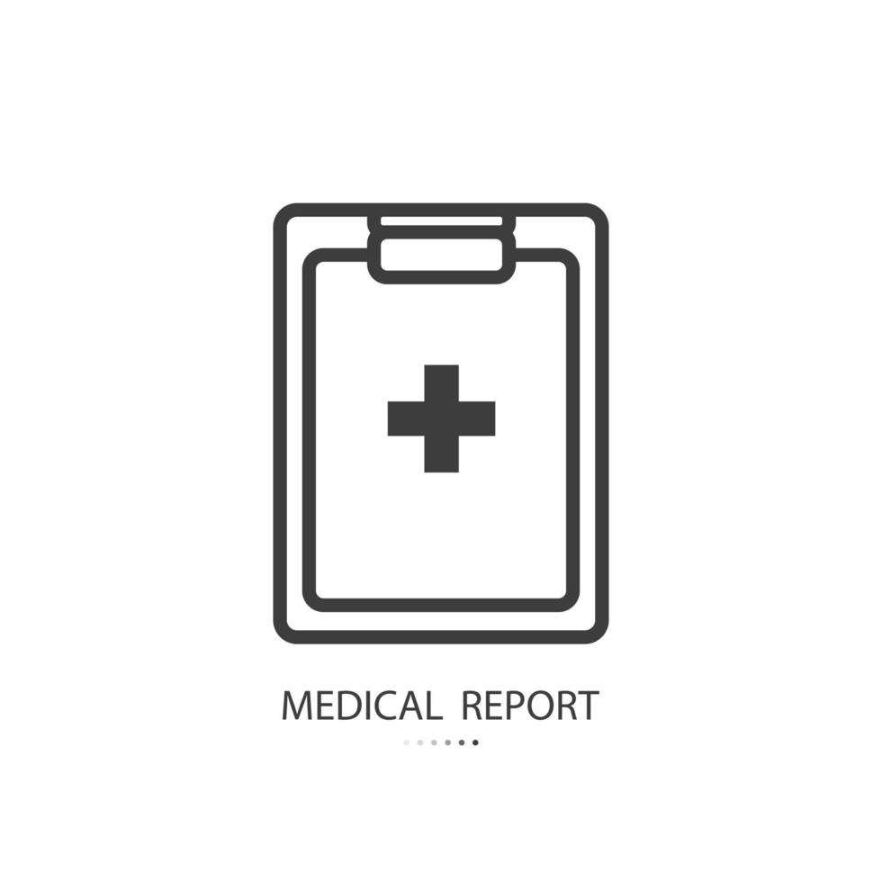 icono de línea negra de informe médico aislado sobre fondo blanco. ilustración vectorial vector