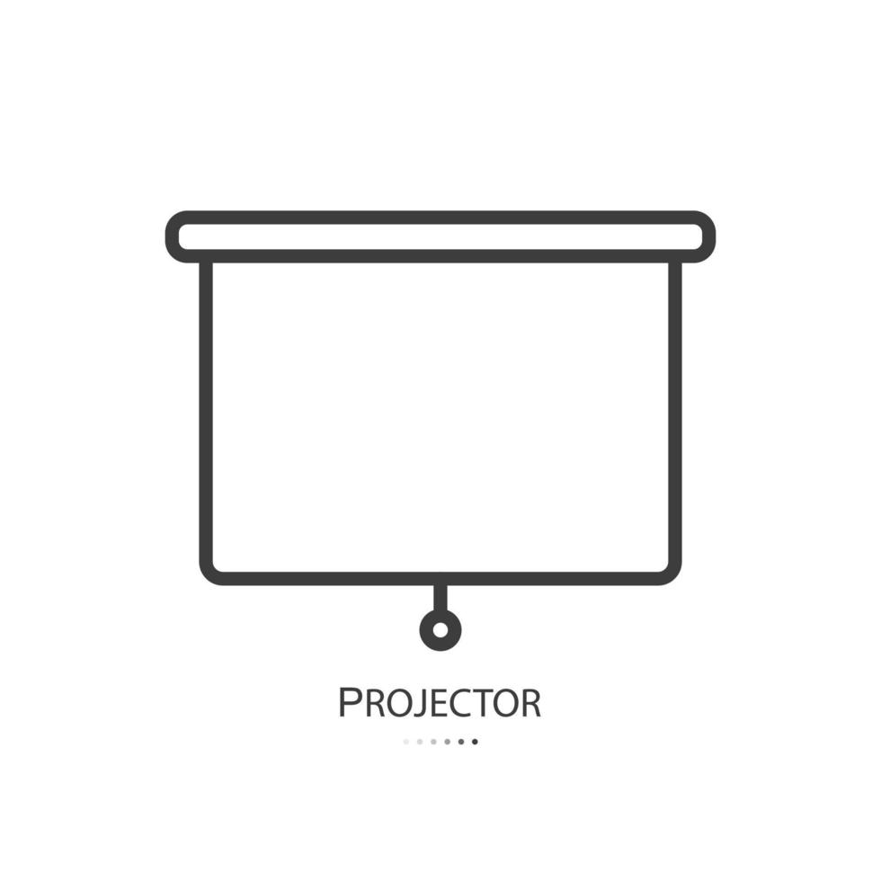 Black line icon of projector isolated on white background. Vector illustration.