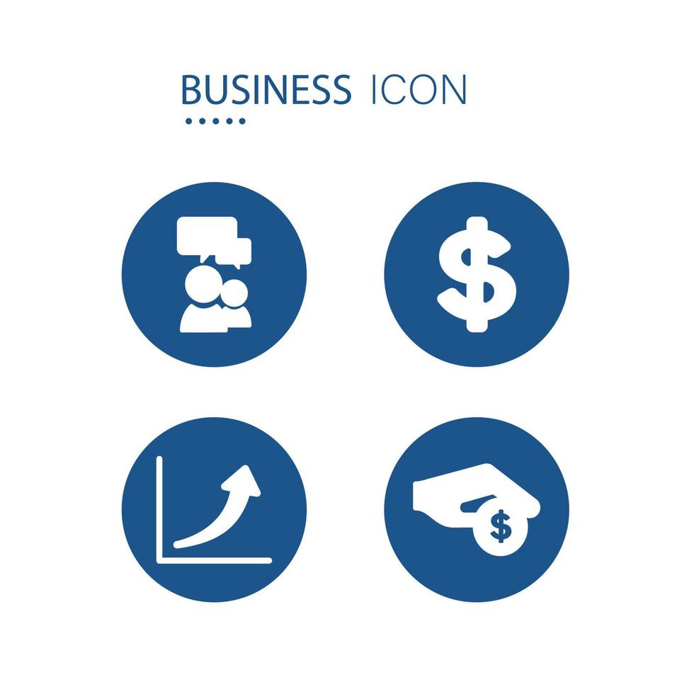 Symbol of Educational Business, Money sign, Forecast and Save money icons. Icons on blue circle shape isolated on white background. Business and finance vector illustration.