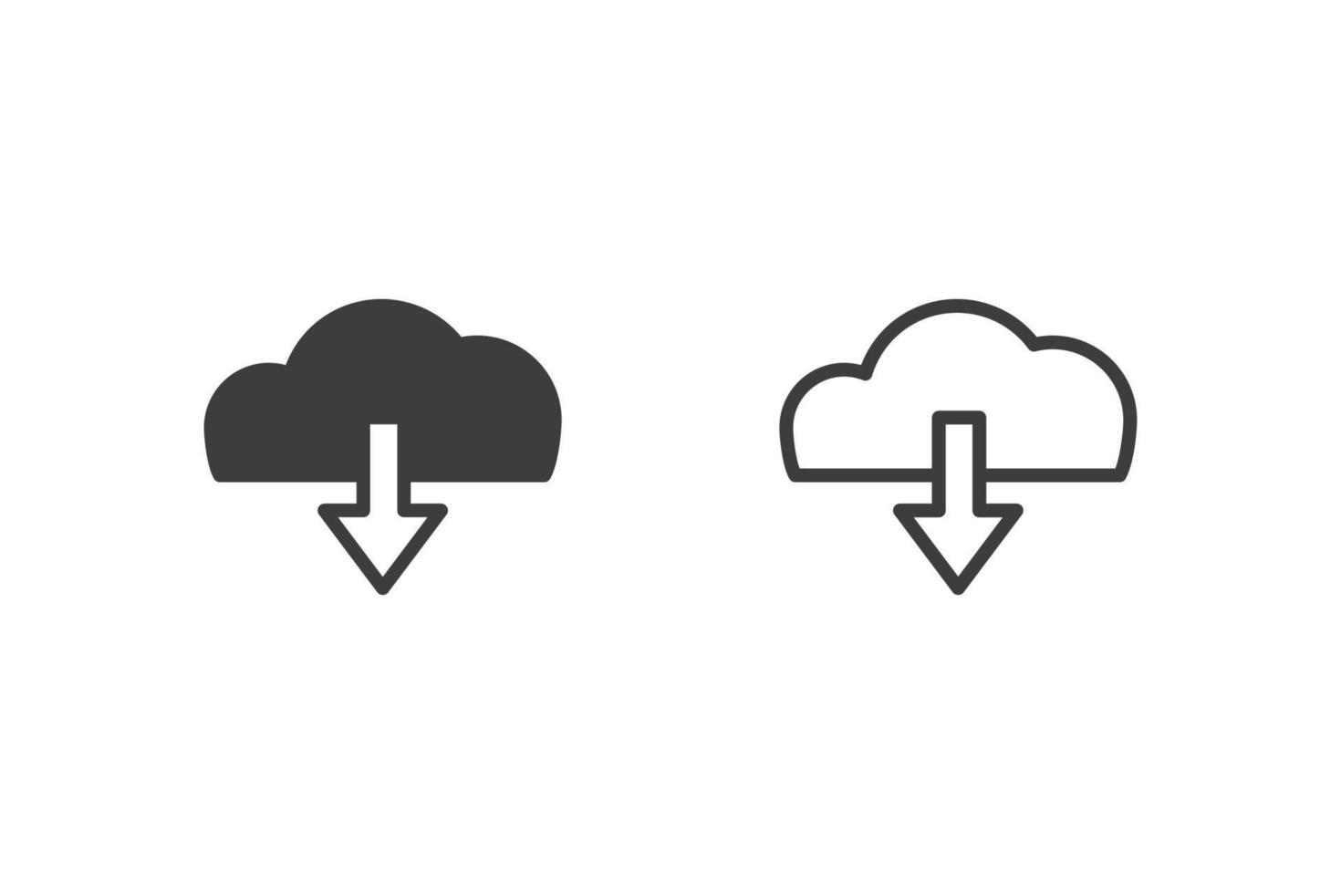 Download icons flat design or Download icons. 2 style of download icons isolated on white background. vector