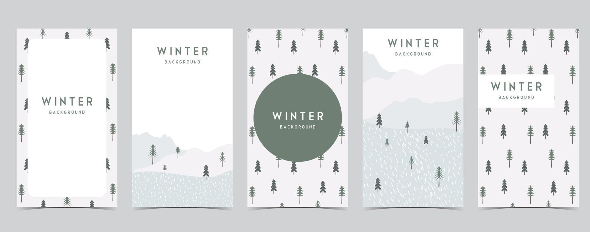 Cute christmas background for social media with mountain,snow vector