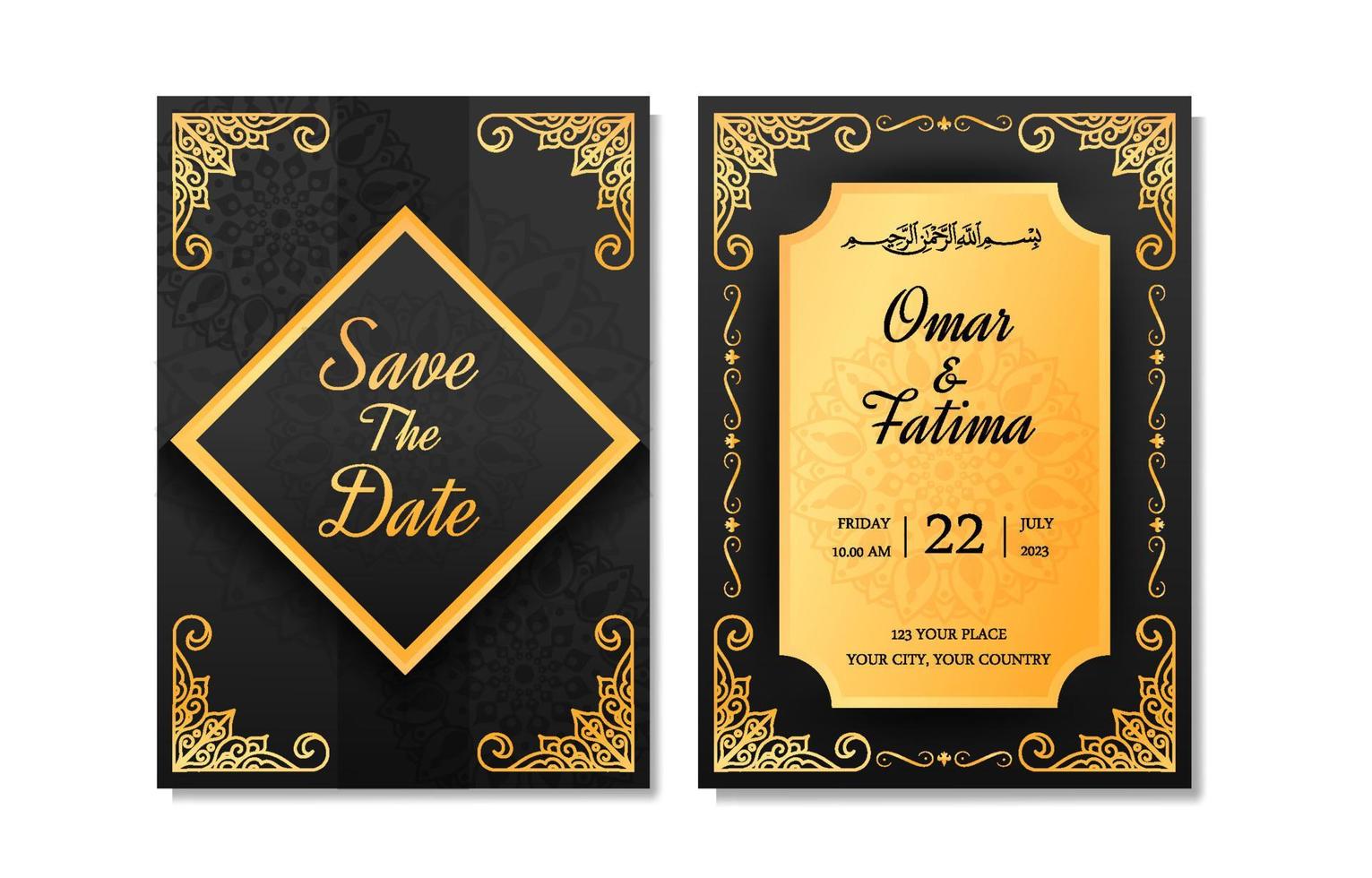 Muslim Wedding Invitation Template vector