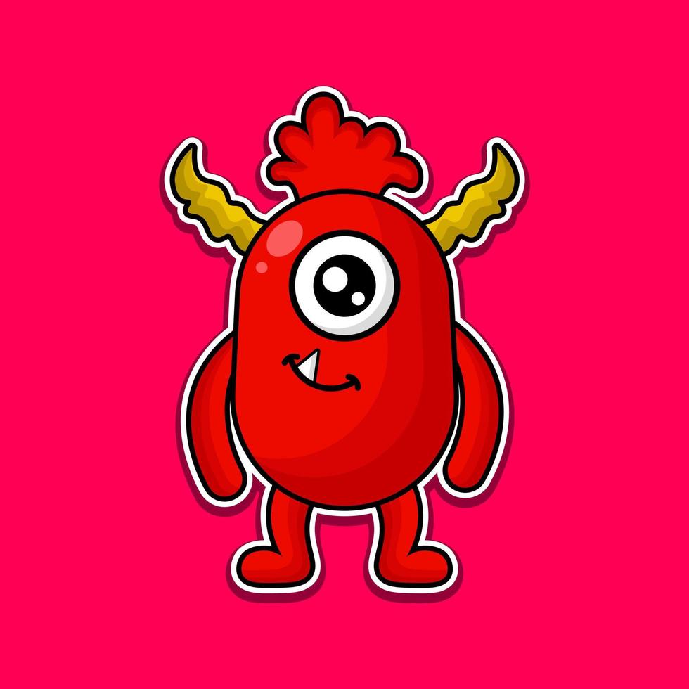 lindo vector ilustración monstruos diseño mascota kawaii
