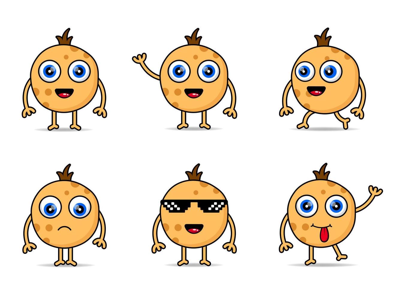 Set biscuit mascot design kawaii vector