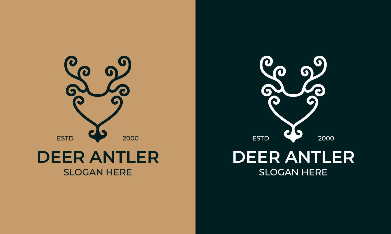 Deer antler logo design and icon inspiration, deer head with anchor illustration in ethnic style vector