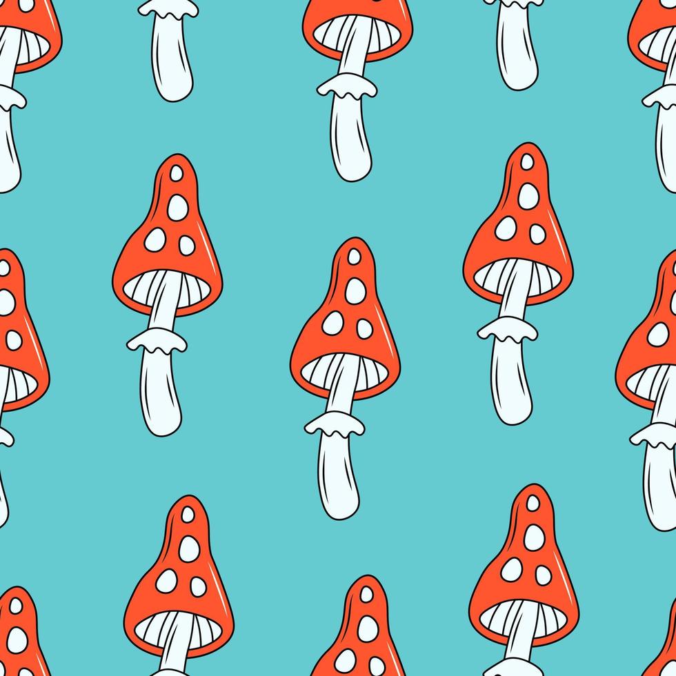 Funny colorful seamless pattern with mushrooms vector