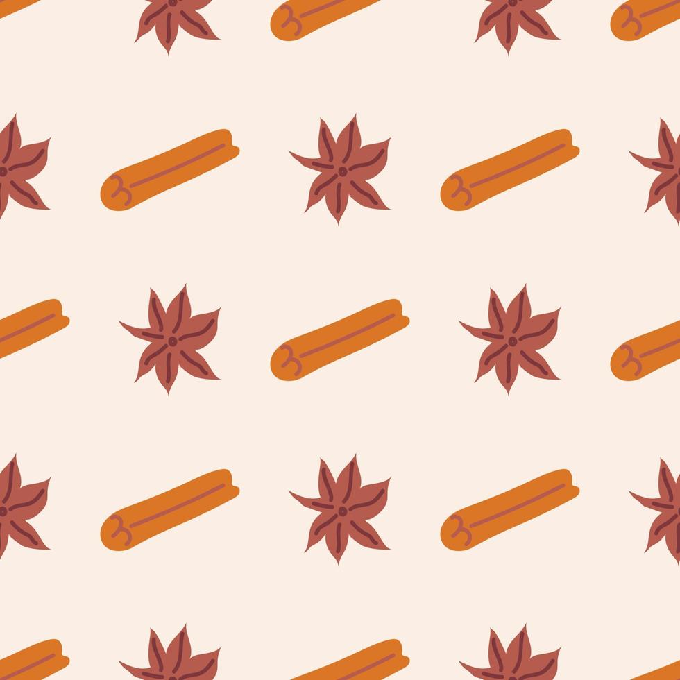 Seamless Pattern with Star Anise and Cinnamon. Thanksgiving Day collection. Flat vector illustration. bells