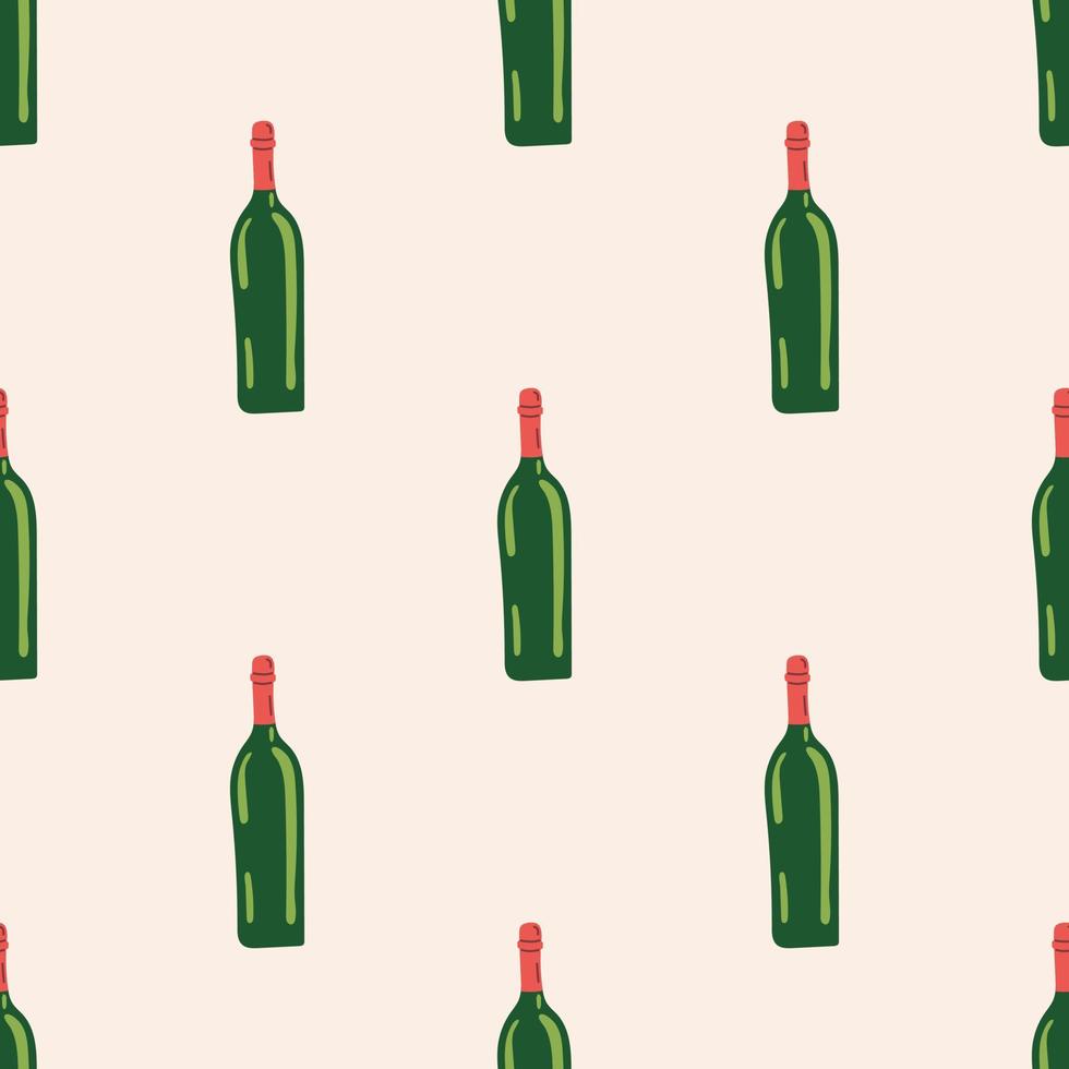 Seamless Pattern with a Bottle of Wine. Thanksgiving Day collection. Flat vector illustration.