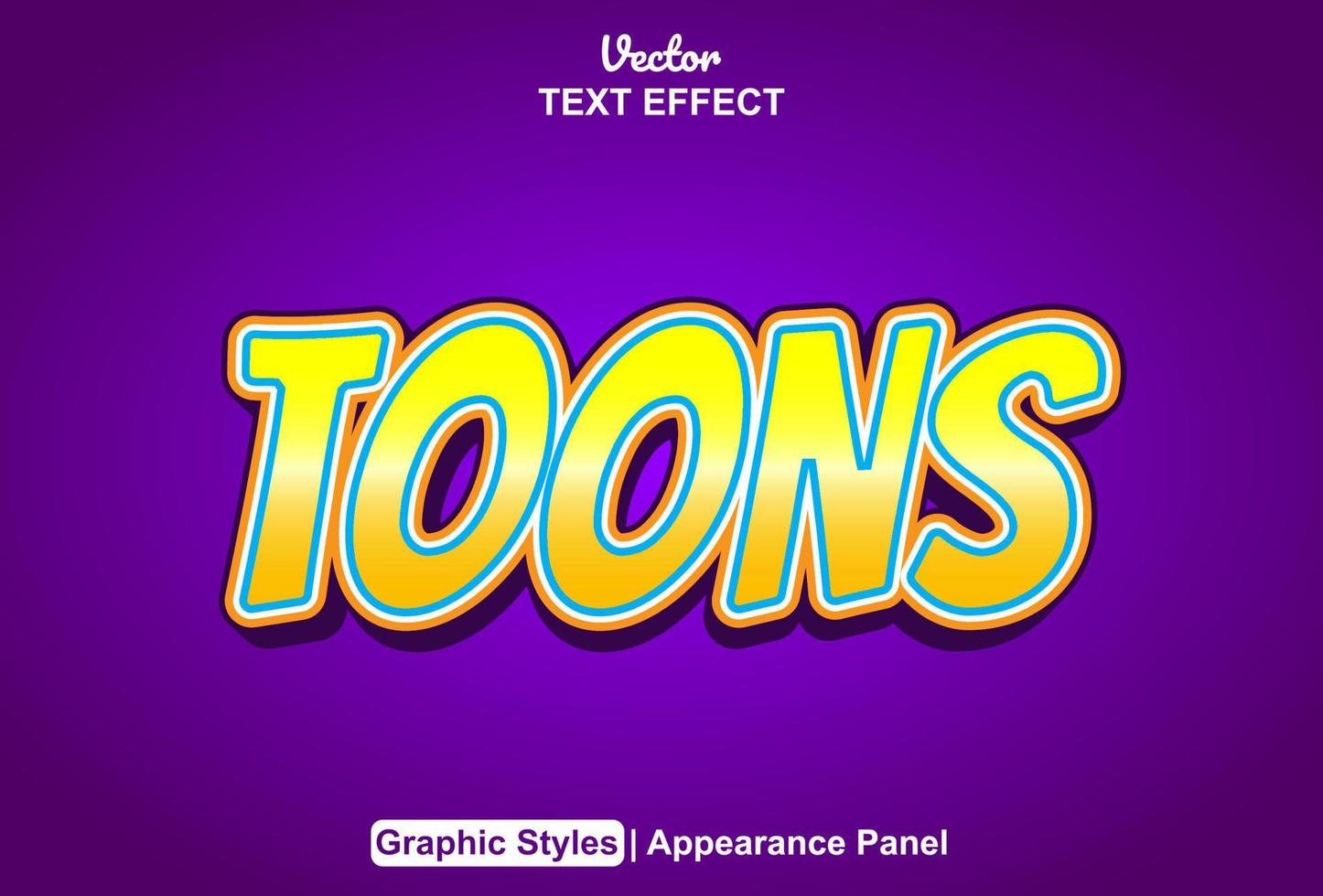 toons text effect with graphic style and editable vector