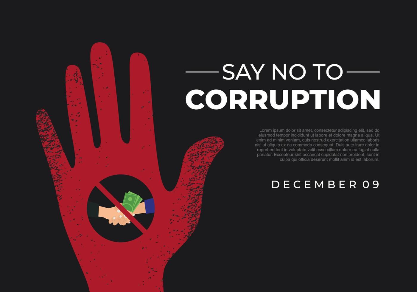 International anti corruption day celebrated on december 9. vector