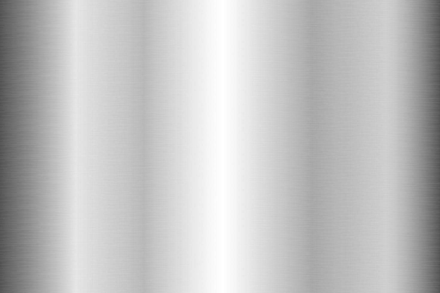 Silver foil background. Metal textured shiny gradient. Stainless glossy surface with reflection. Realistic chrome backdrop. Vector illustration.