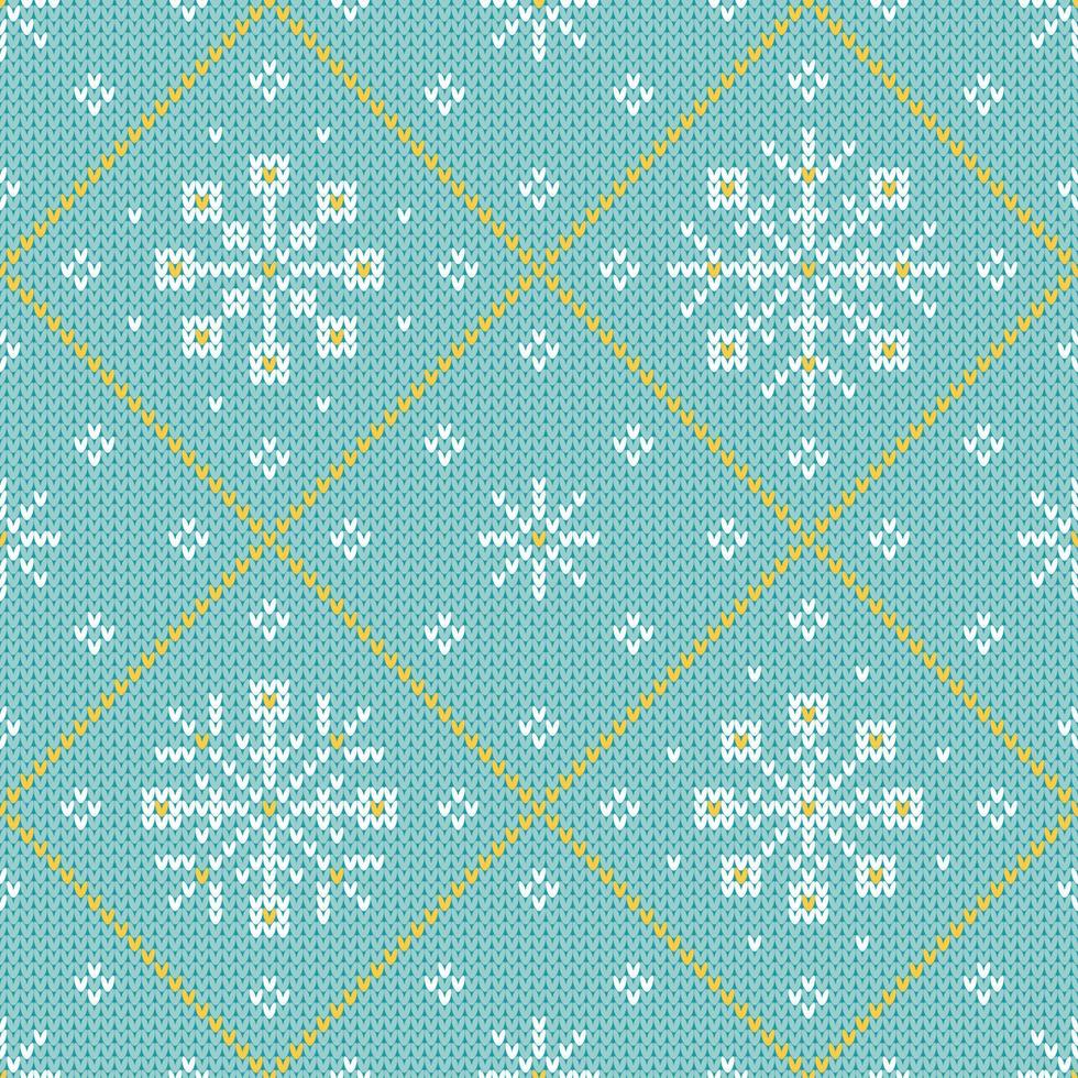 Pastel blue knitted sweater snowflake pattern vector