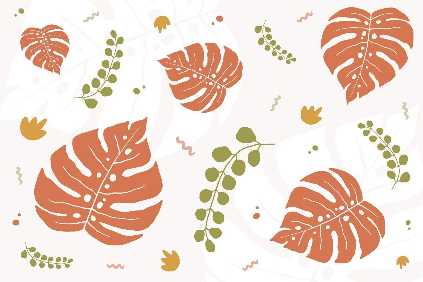 Monstera Floral Pastel Colors vector