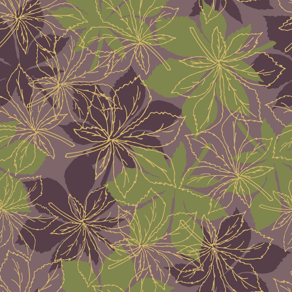 Seamless pattern with falling leaves of chestnut. Colorful design for textile, wallpaper, gift paper. vector