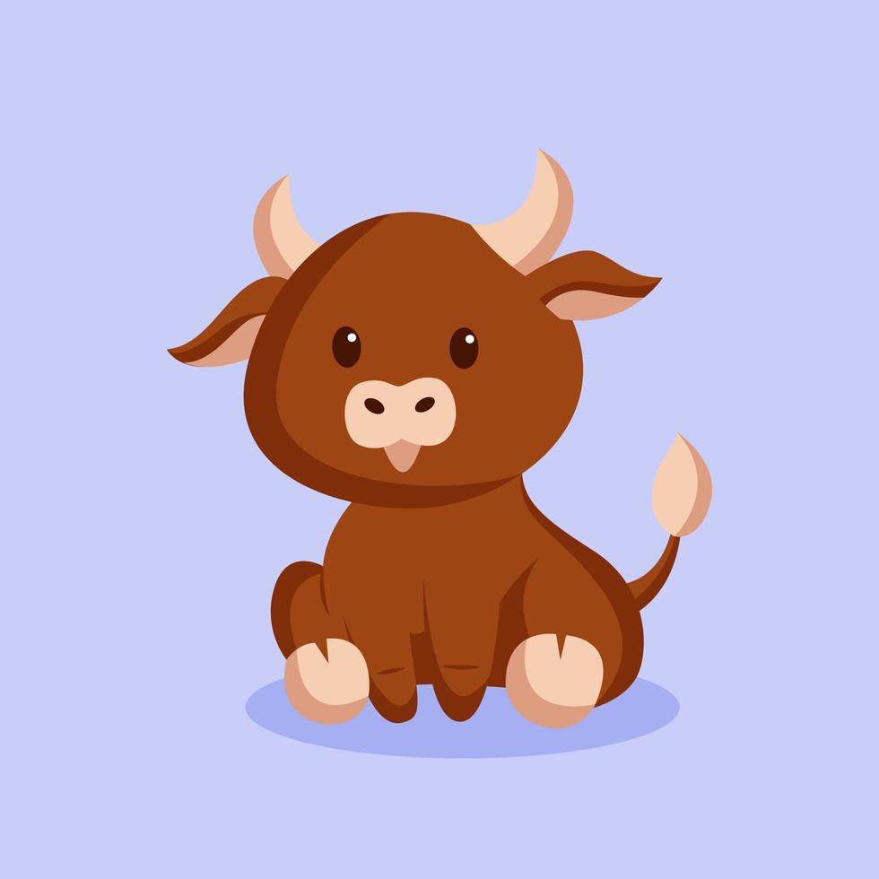 Cute Bull Character Design Illustration vector