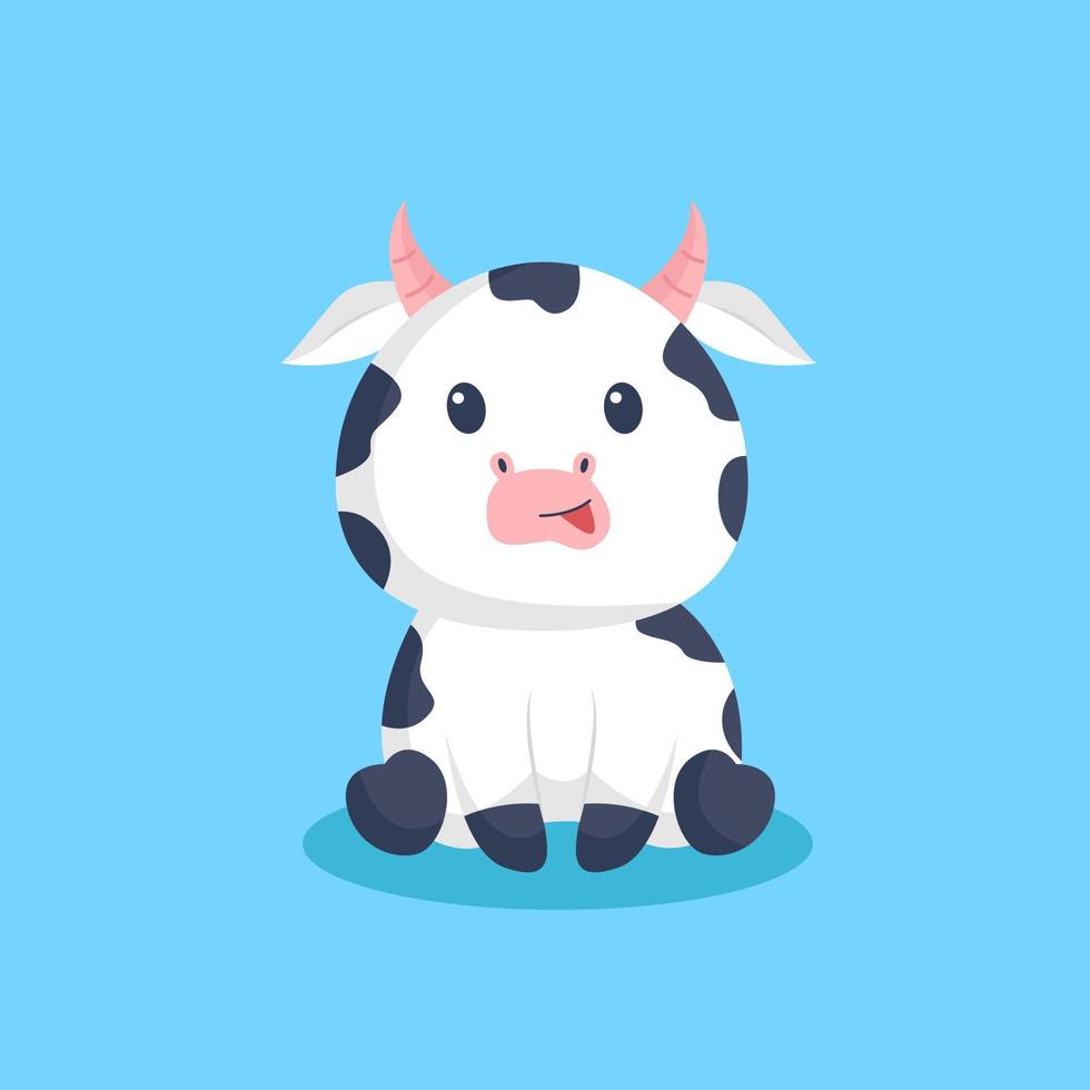 ilustración de diseño de personaje de vaca linda vector