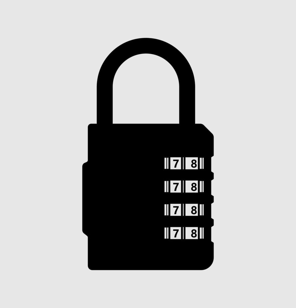 Combination Lock Silhouette, Simple Portable Digit Combination Padlock Icon vector