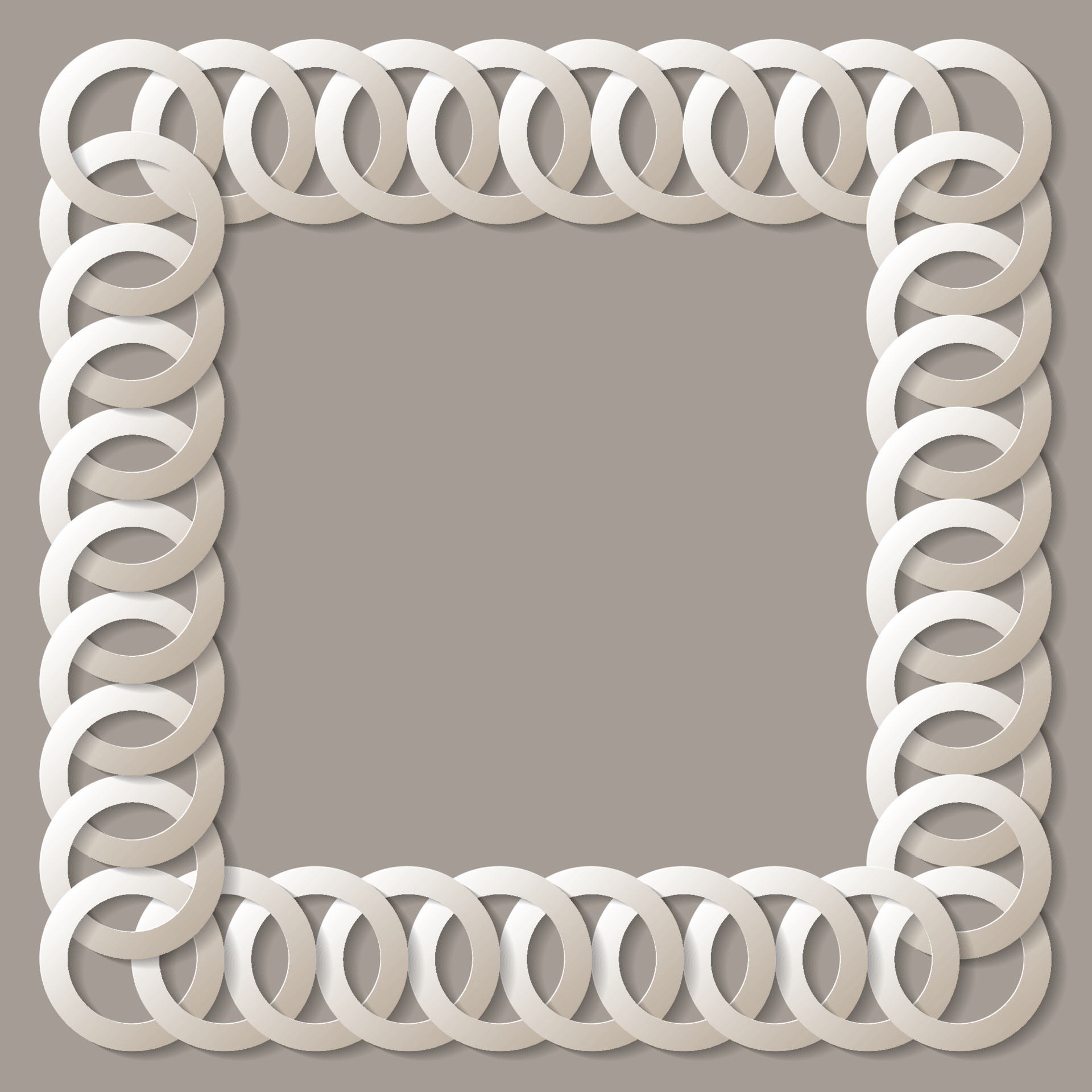 Abstract geometric square frame. Paper cut out chain. 3d border. Vector