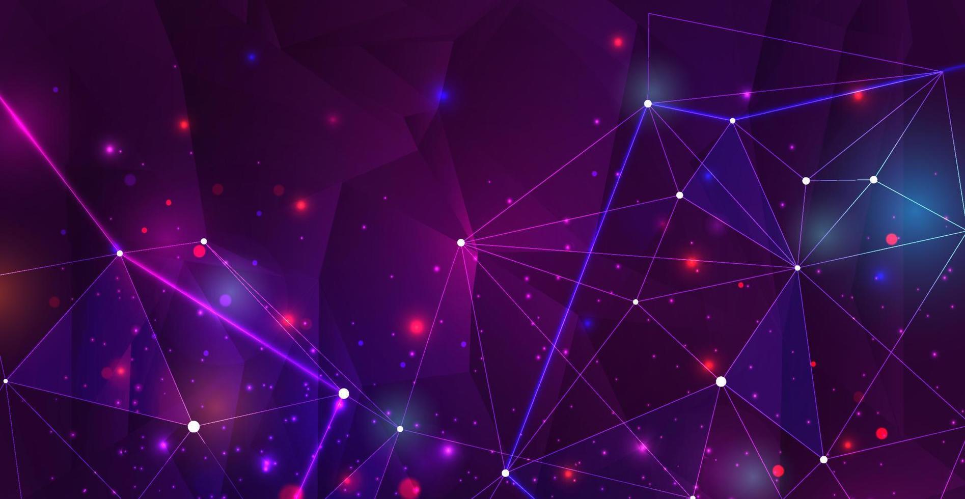 Dark abstract background with luminous neon triangles, modern bright background. vector