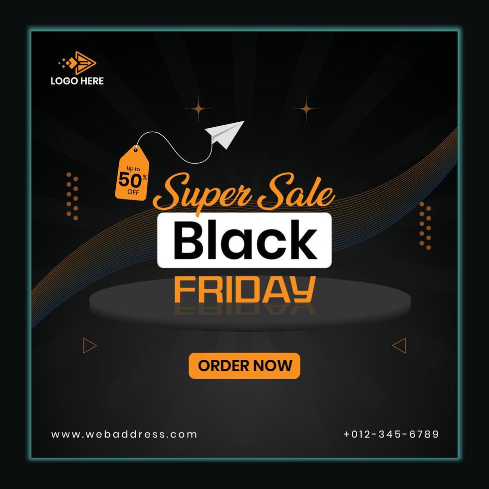 Black Friday social media banner template design vector