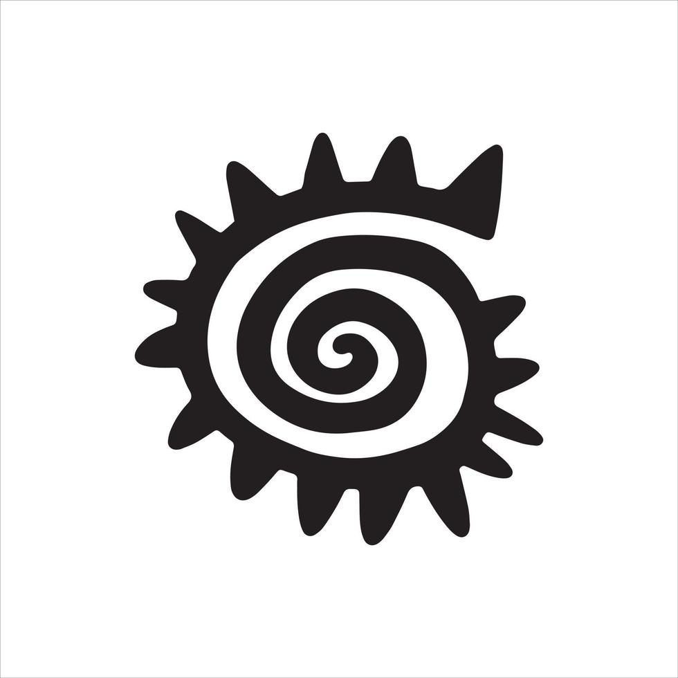 Sun symbol. Hand drawn picture of primitive tribes. Vector illustration in ethnic style
