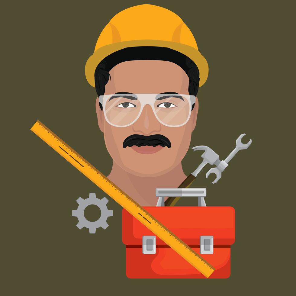 Engineer Man Face vector