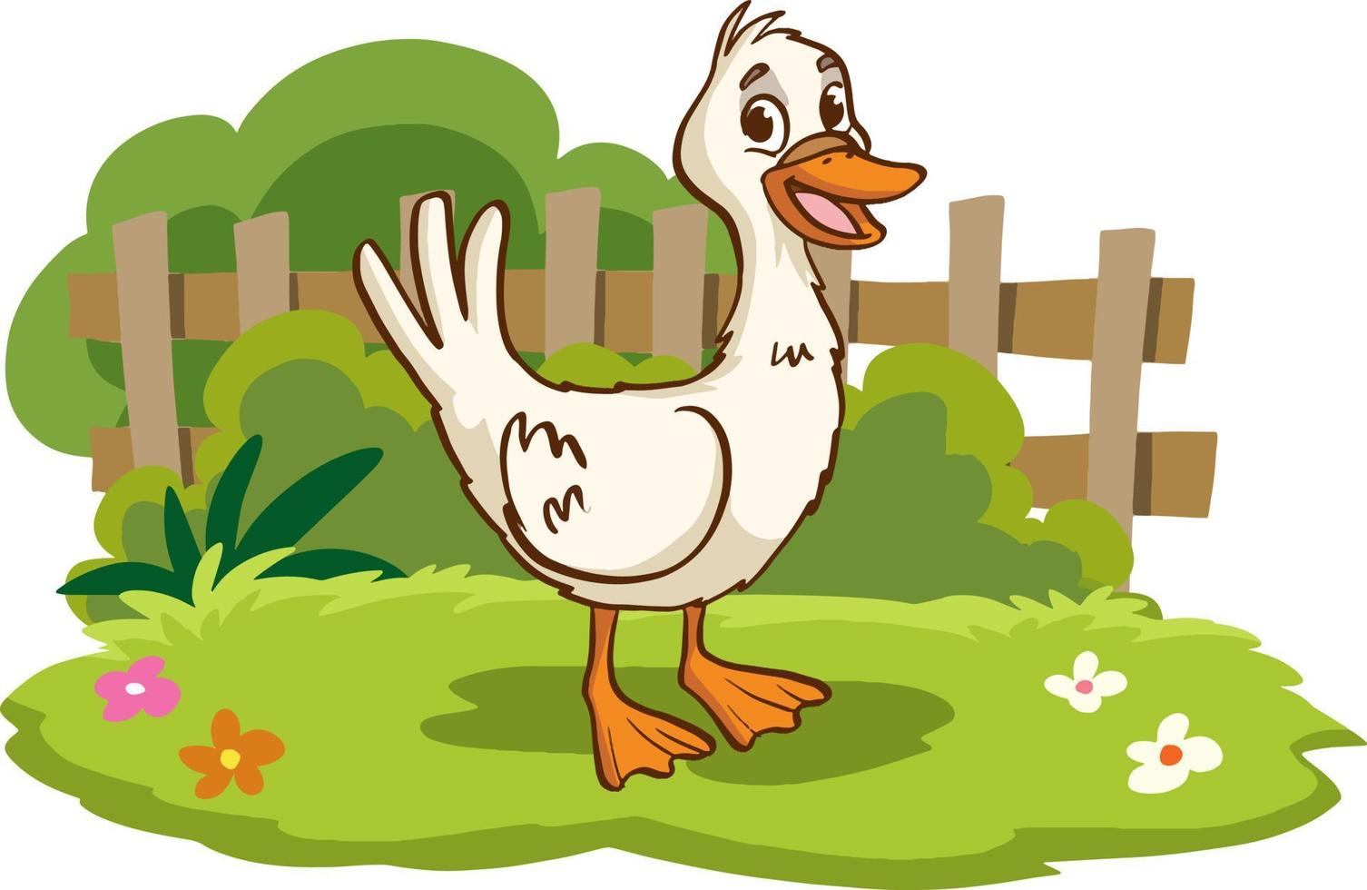 Illustration of cartoon white duck vector