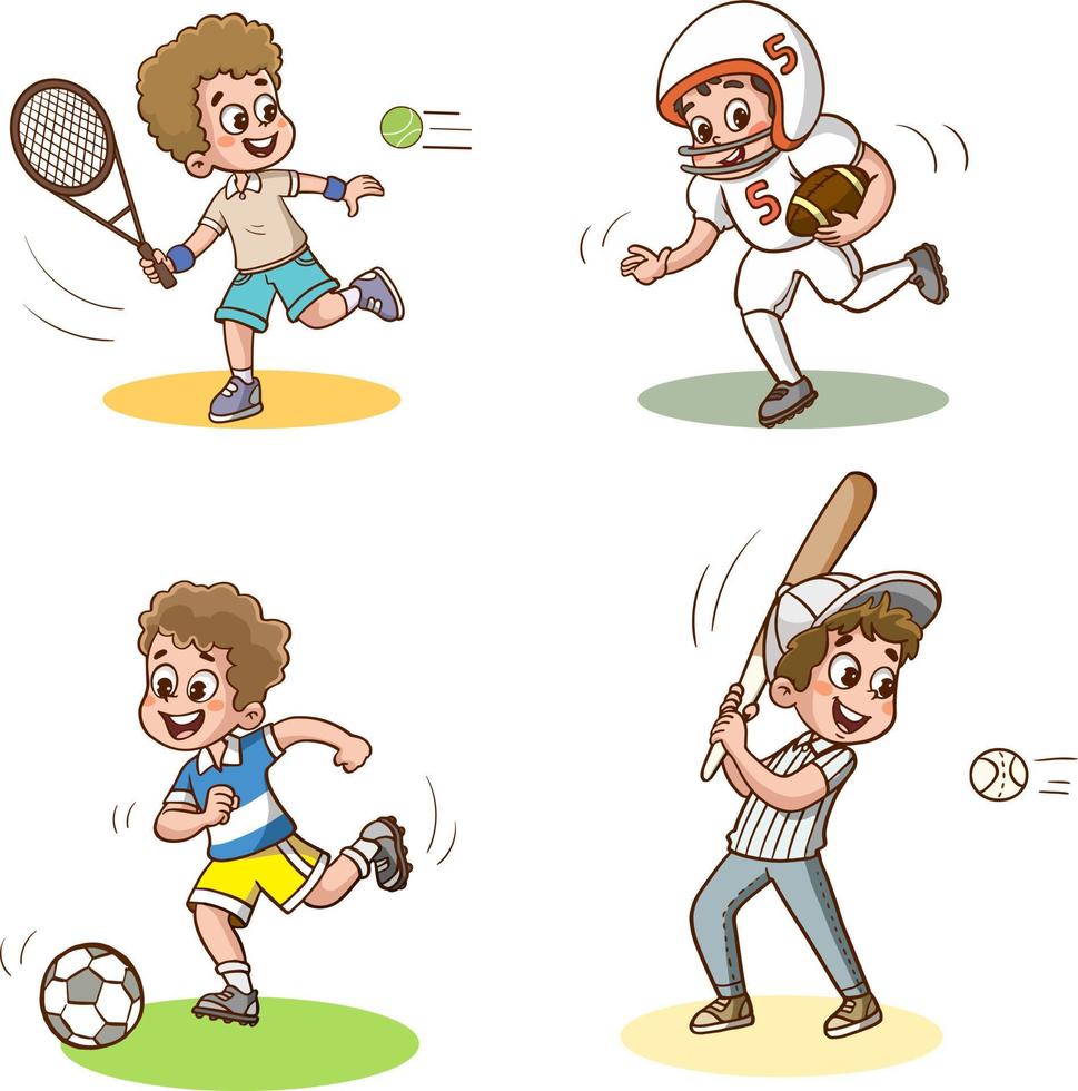 Vector Illustration Of Kids Making Sport