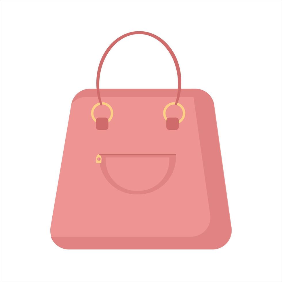 Pink women cute handbag on white background. Vector isolated image for use in web design or clipart