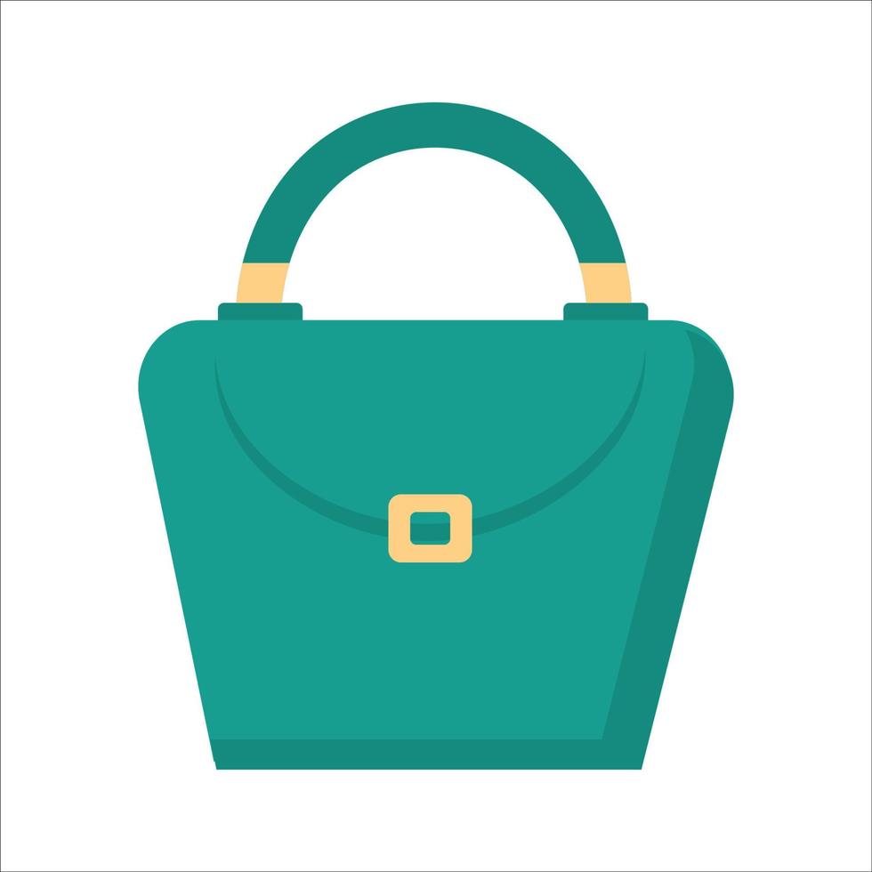 Green women bag on white background for web. Vector isolated image for use in web design or clipart