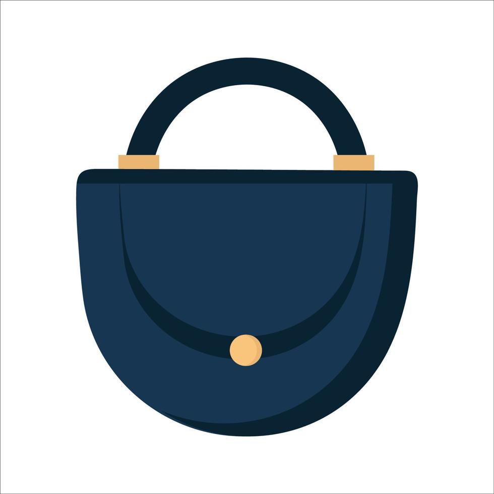 Dark blue women's bag on white background. Vector isolated image for use in web design or clipart