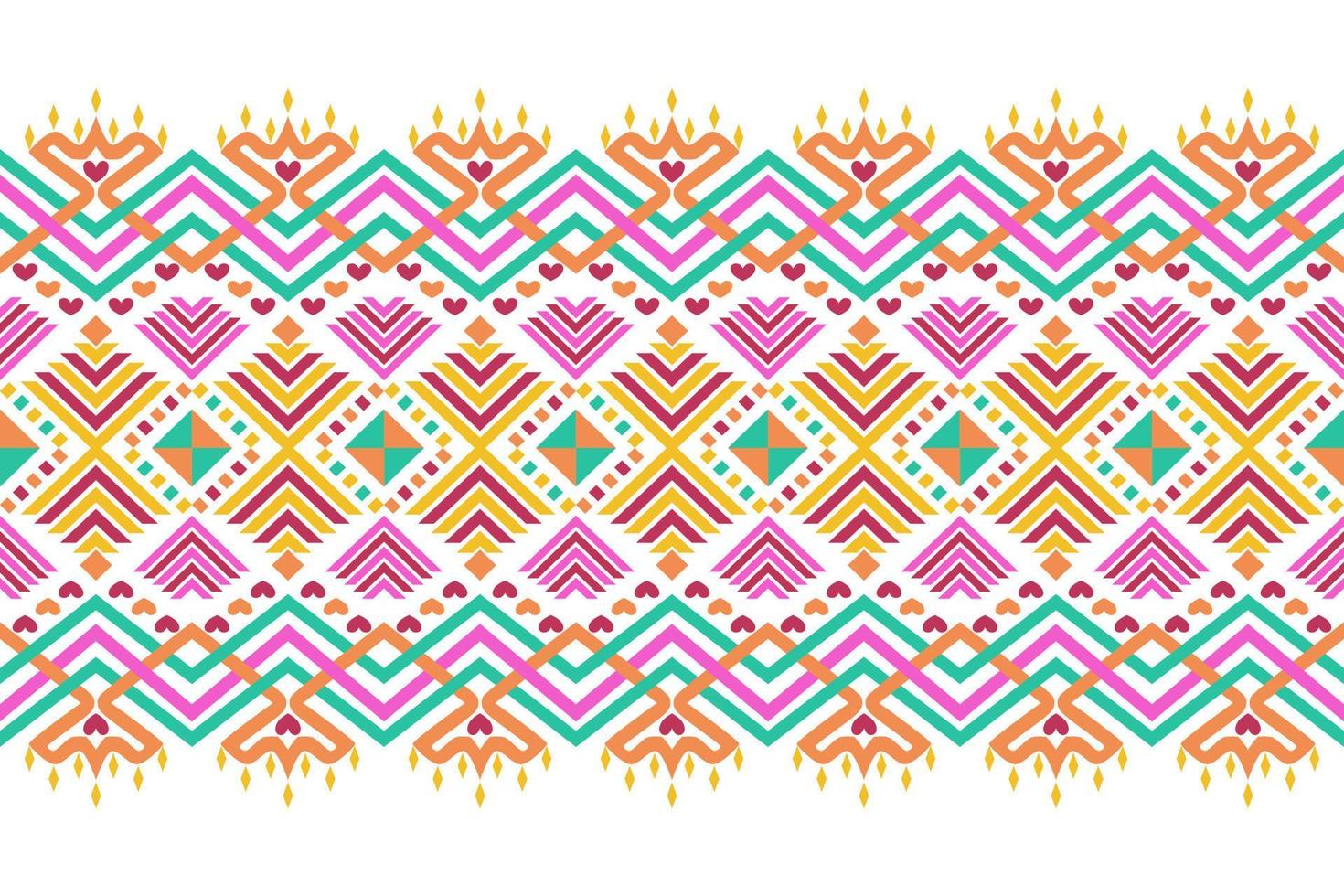 Colorful geometric ethnic seamless pattern design for wallpaper, background, fabric, curtain, carpet, clothing, and wrapping. vector