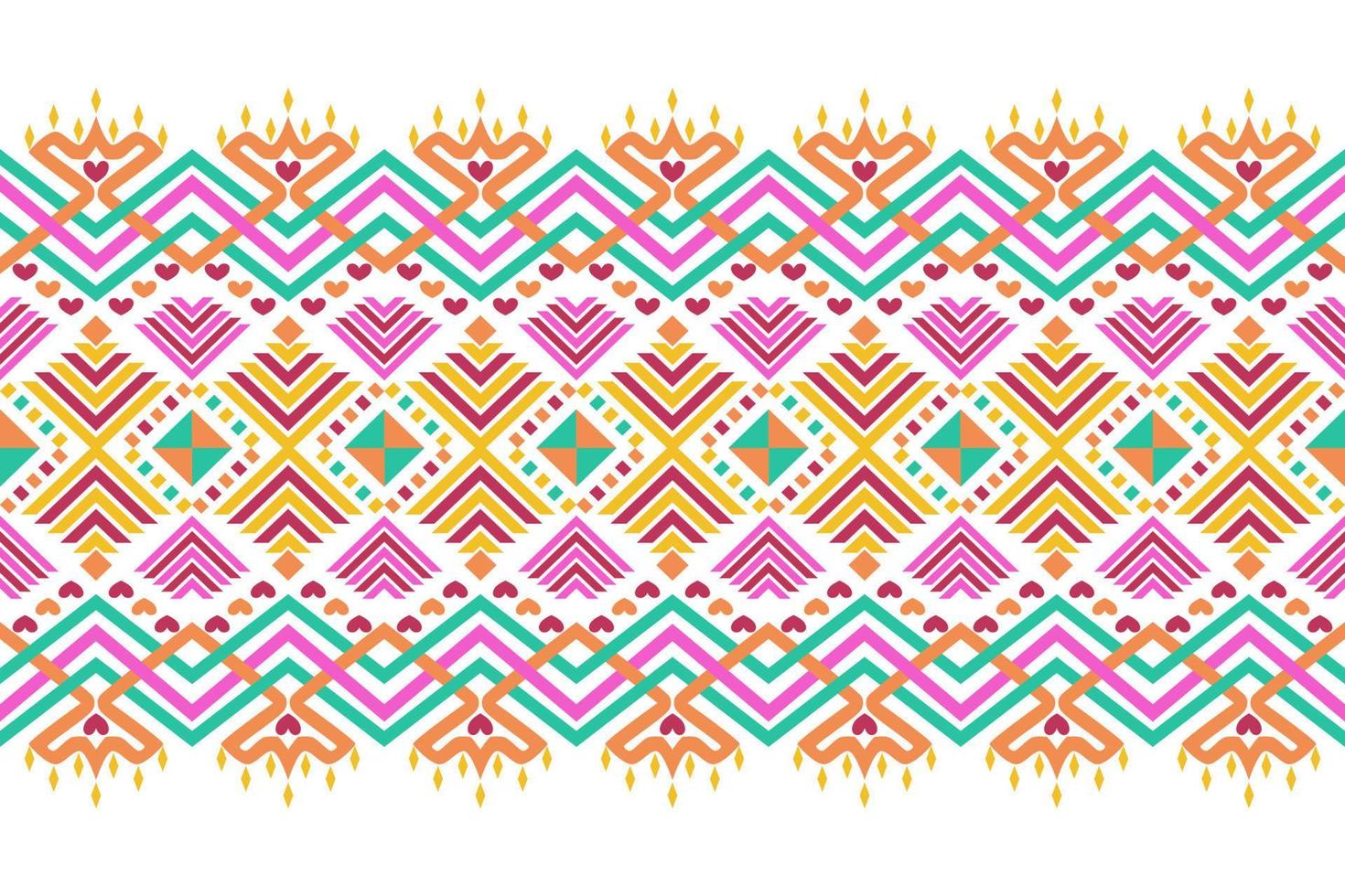 Colorful geometric ethnic seamless pattern design for wallpaper, background, fabric, curtain, carpet, clothing, and wrapping. vector