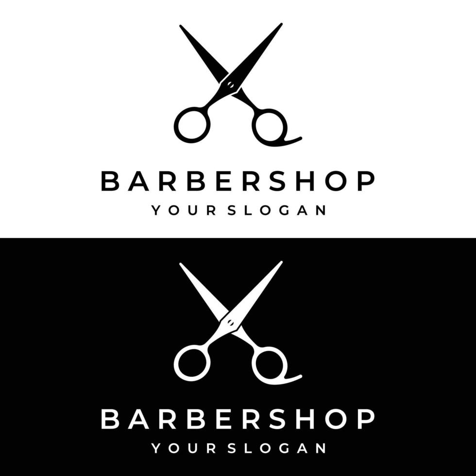 Creative and simple classic haircut salon scissors template Logo design isolated on black and white background.For business, barbershop, salon, beauty. vector