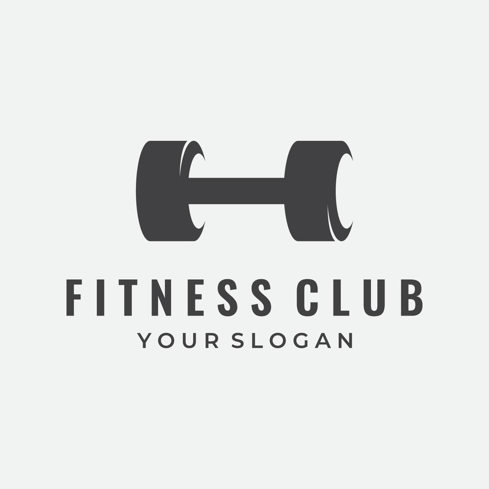 Creative dumbbell and barbell silhouette template logo. Dumbbells and barbells for gym, muscle training, club fitness, health, training. vector