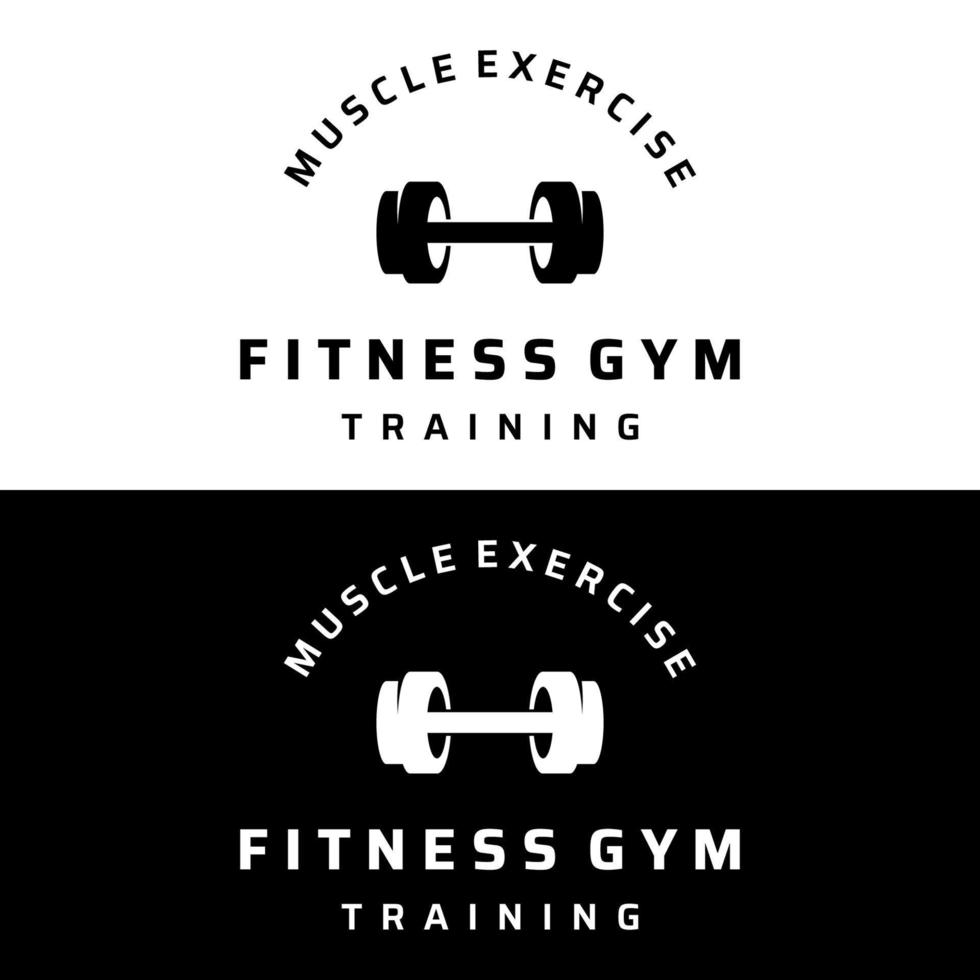 Creative dumbbell and barbell silhouette template logo. Dumbbells and barbells for gym, muscle training, club fitness, health, training. vector